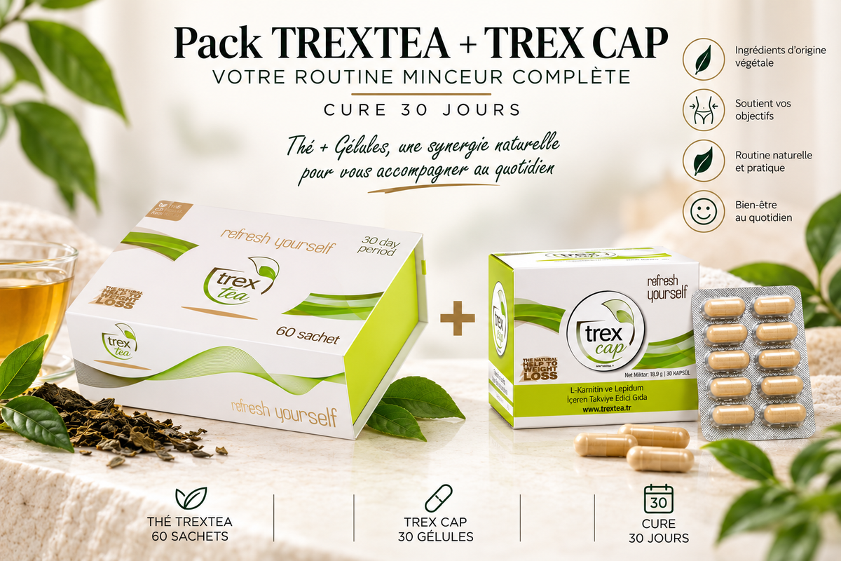 Pack TREXTEA et TREX CAP – routine 30 jours avec thé et gélules