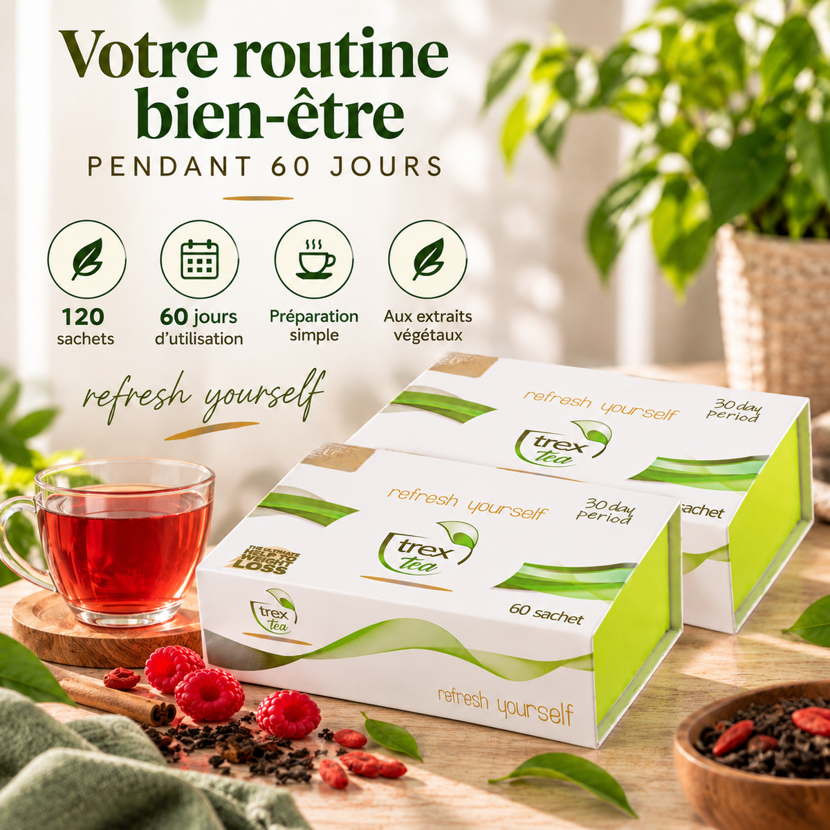 TREXTEA lot de 2 boîtes – 120 sachets – format 60 jours